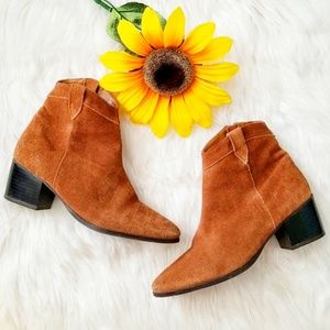 Topshop Light Brown Pointed Toe Suede Booties
